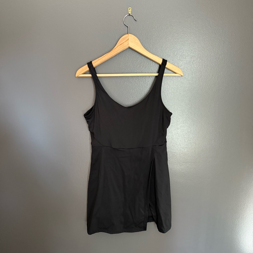 Black Women V Neck Tennis Dress Wrap Skort Size Medium